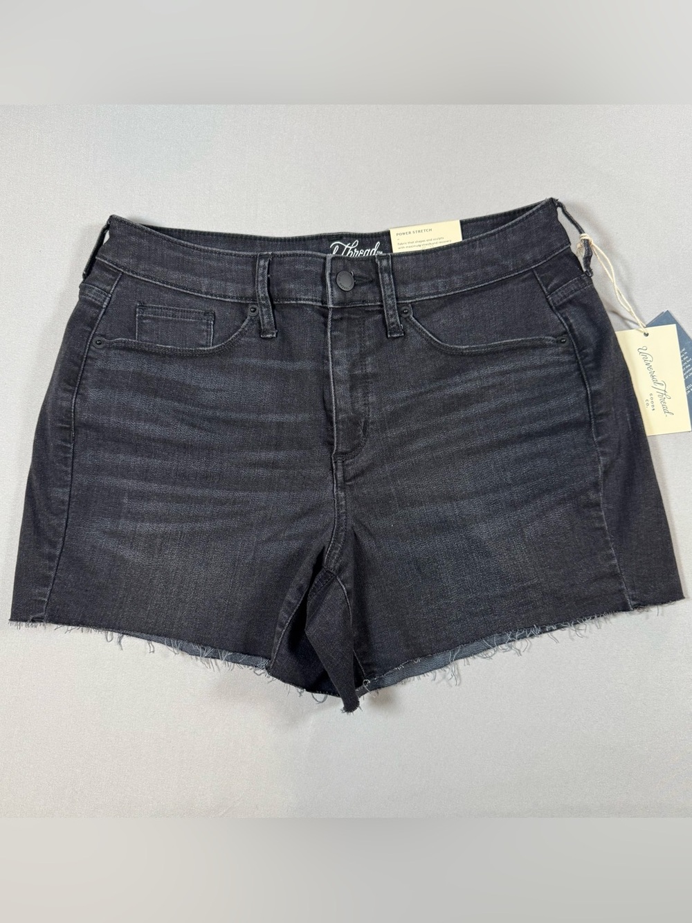 Black High Rise Stretch Denim Cutoff Shorts - Universal Thread Size 6 30” Waist